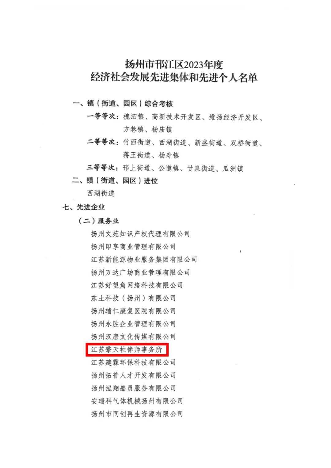 喜报 | 江苏擎天柱律师事务所荣获“2023年度先进企业”荣誉称号(图3)